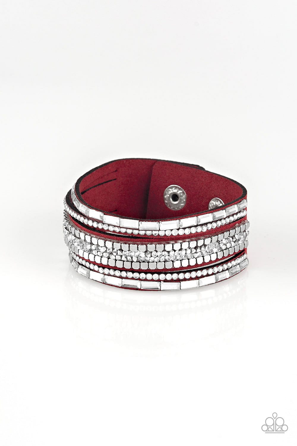 Paparazzi Accessories Bracelet Rebel In Rhinestones - Red