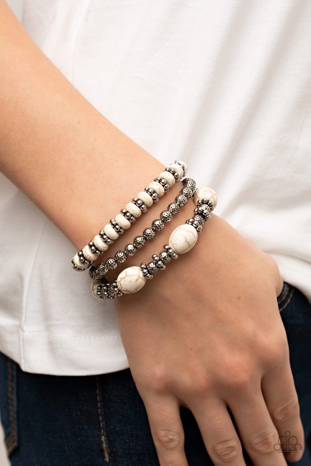 Paparazzi Accessories Bracelet Take by SANDSTORM - White