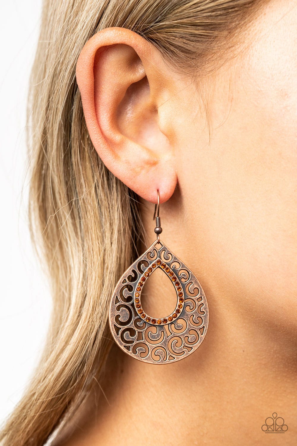 Paparazzi Accessories Earring Airy Applique - Copper