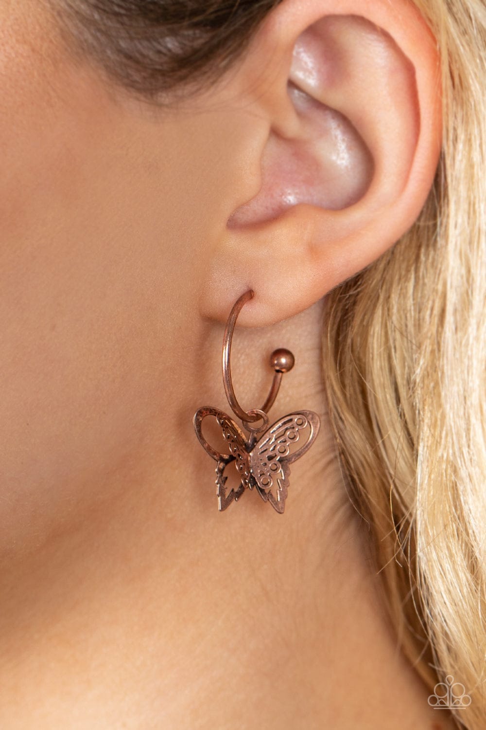 Paparazzi Accessories Earring Butterfly Freestyle - Copper