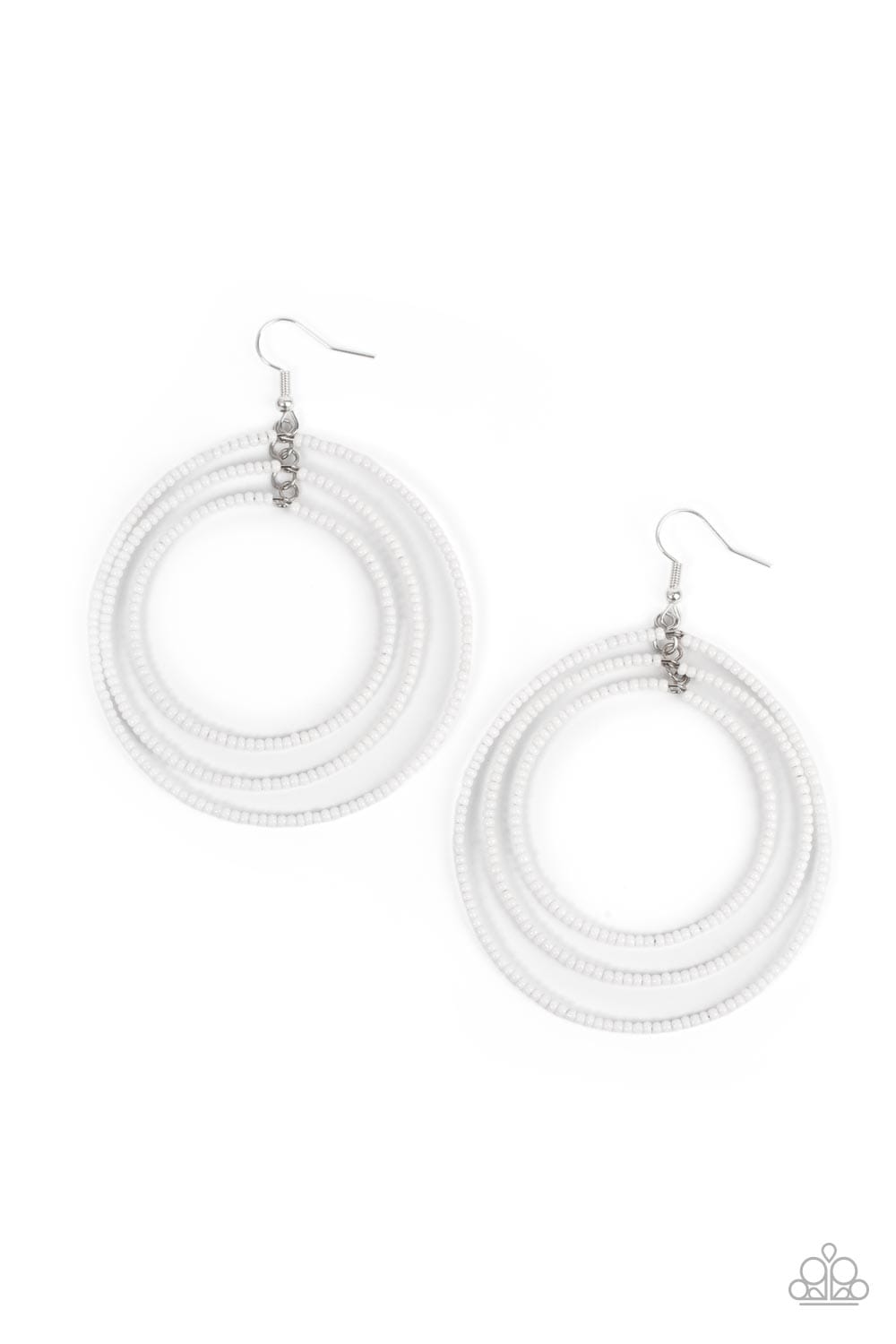 Paparazzi Accessories Earring Colorfully Circulating - White