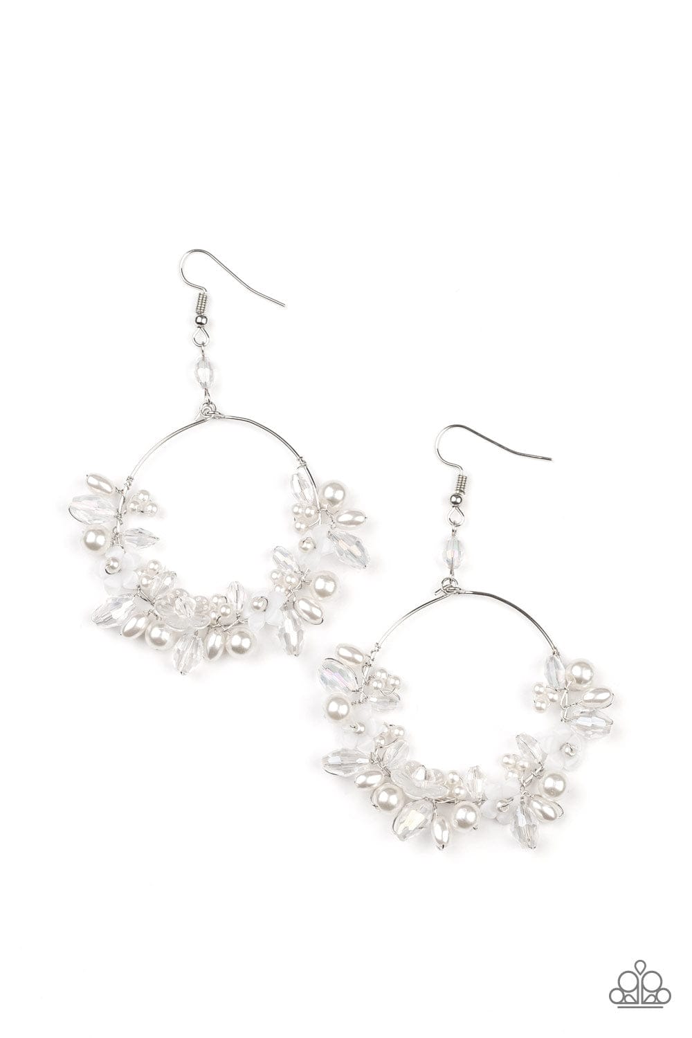 Paparazzi Accessories Earring Floating Gardens - White
