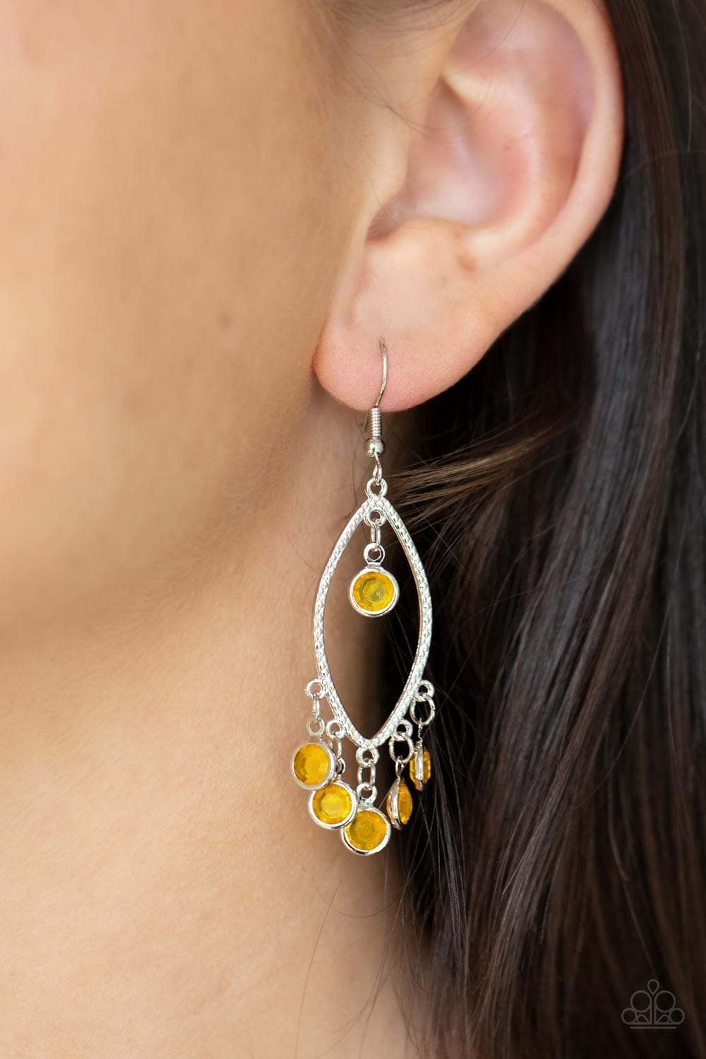 Paparazzi Accessories Earring Glassy Grotto - Yellow