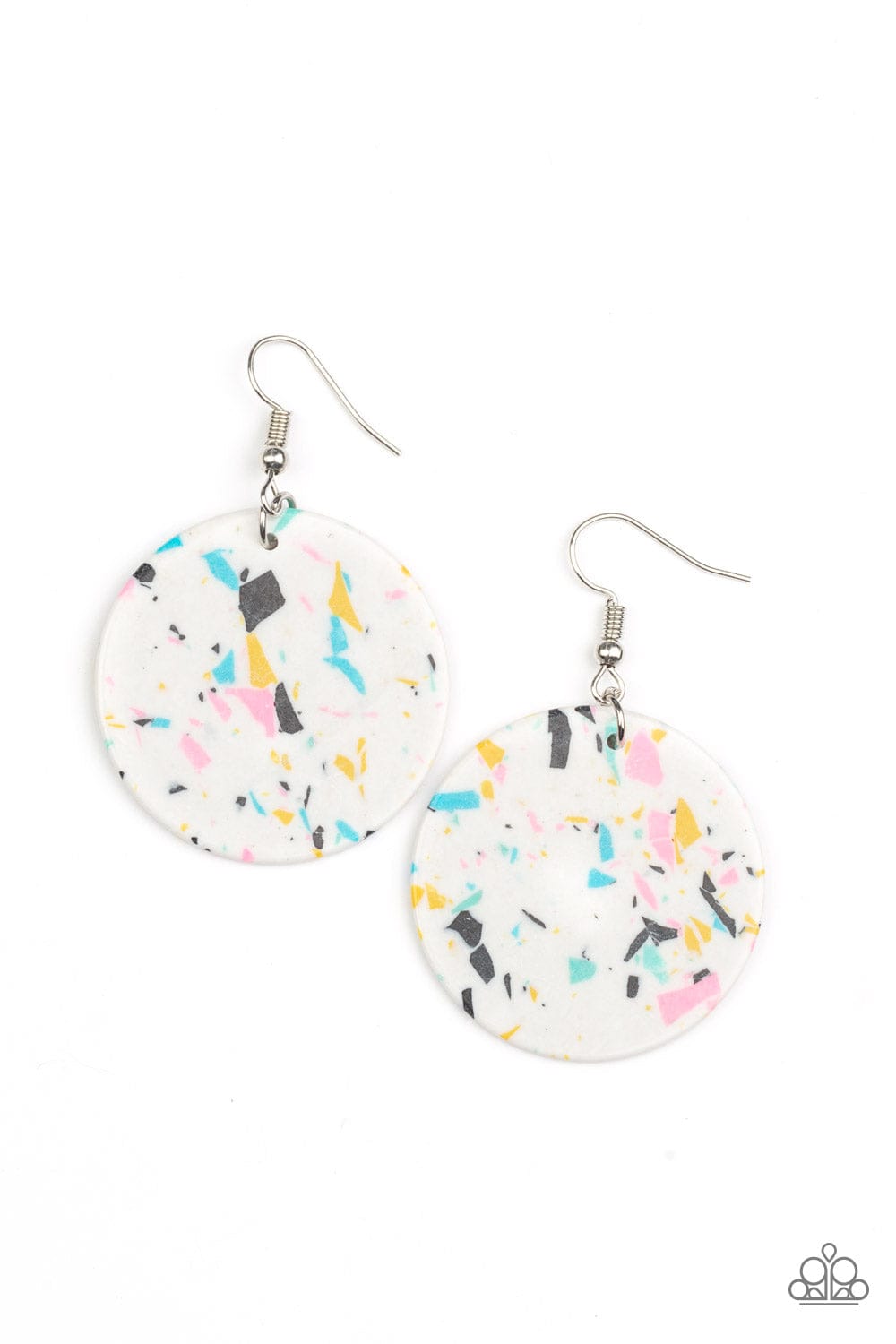 Paparazzi Accessories Earring Tenaciously Terrazzo - White
