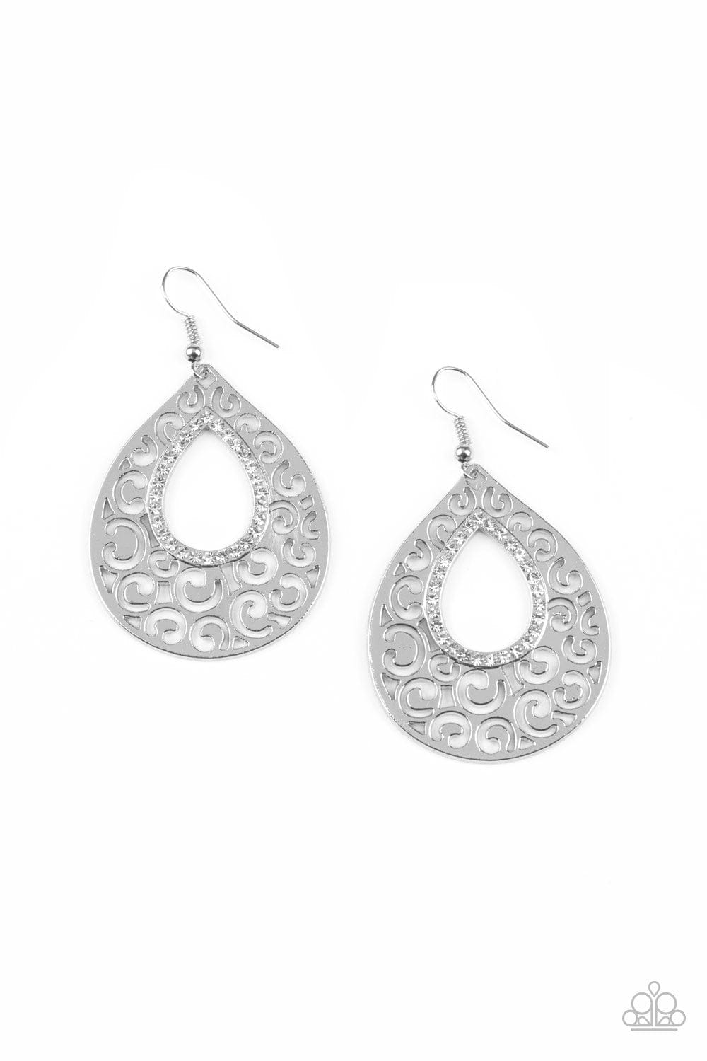 Paparazzi Accessories Earrings Airy Applique - White