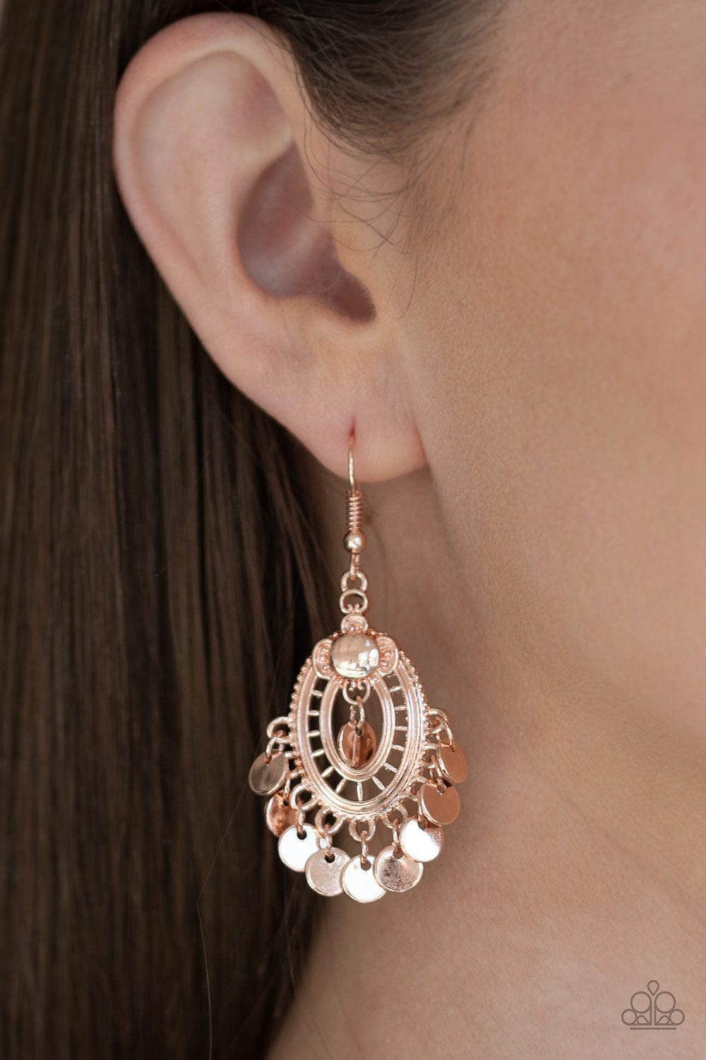 Paparazzi Accessories Earrings Chime Chic - Rose Gold