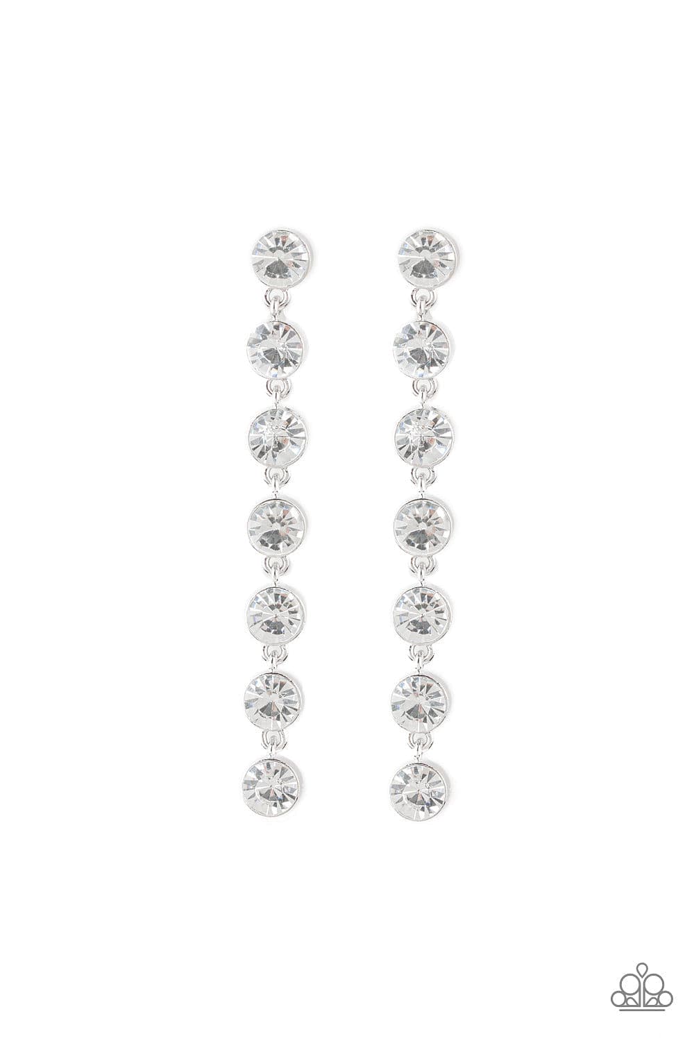 Paparazzi Accessories Earrings Dazzling Debonair - White