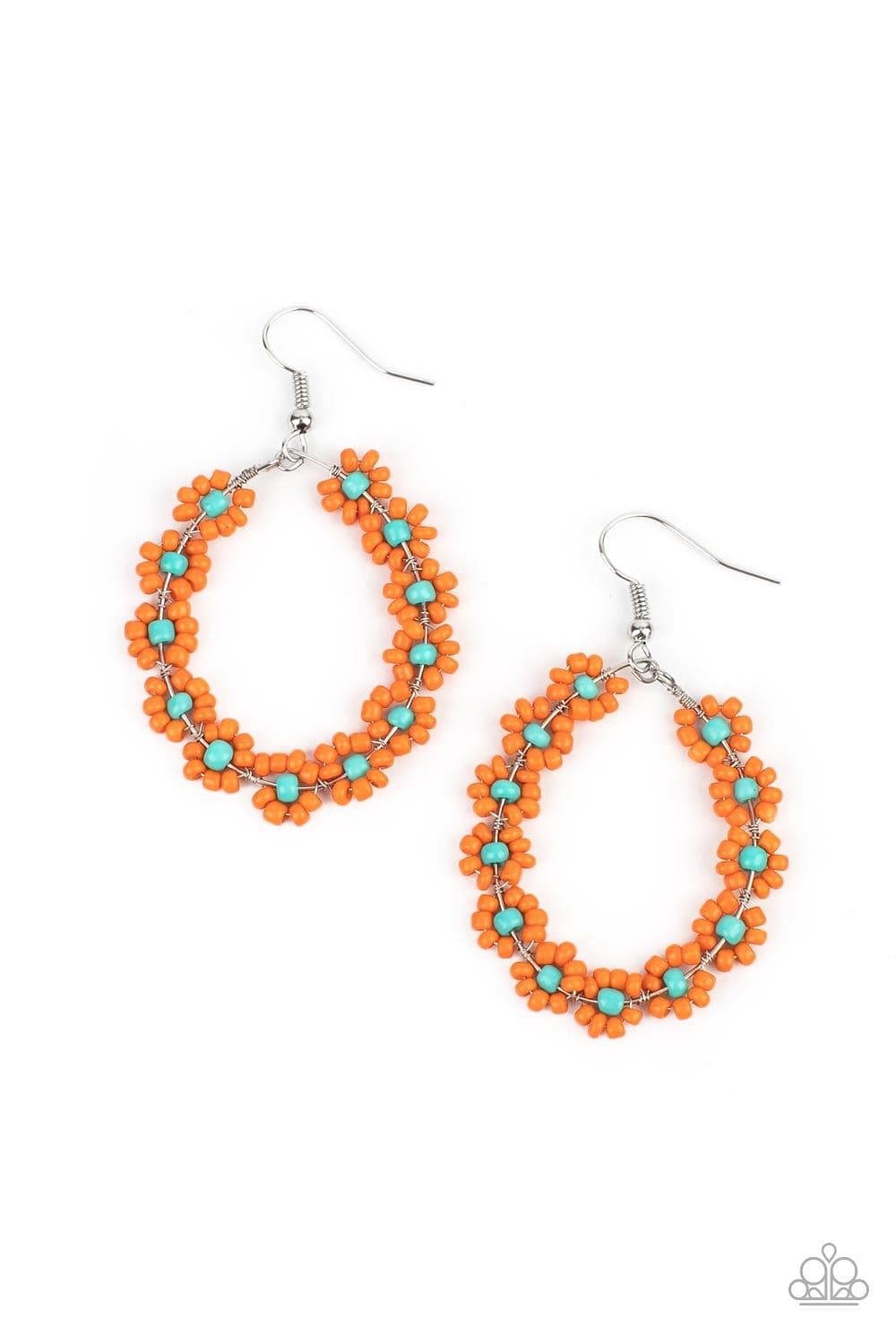 Paparazzi Accessories Earrings Festively Flower Child - Orange