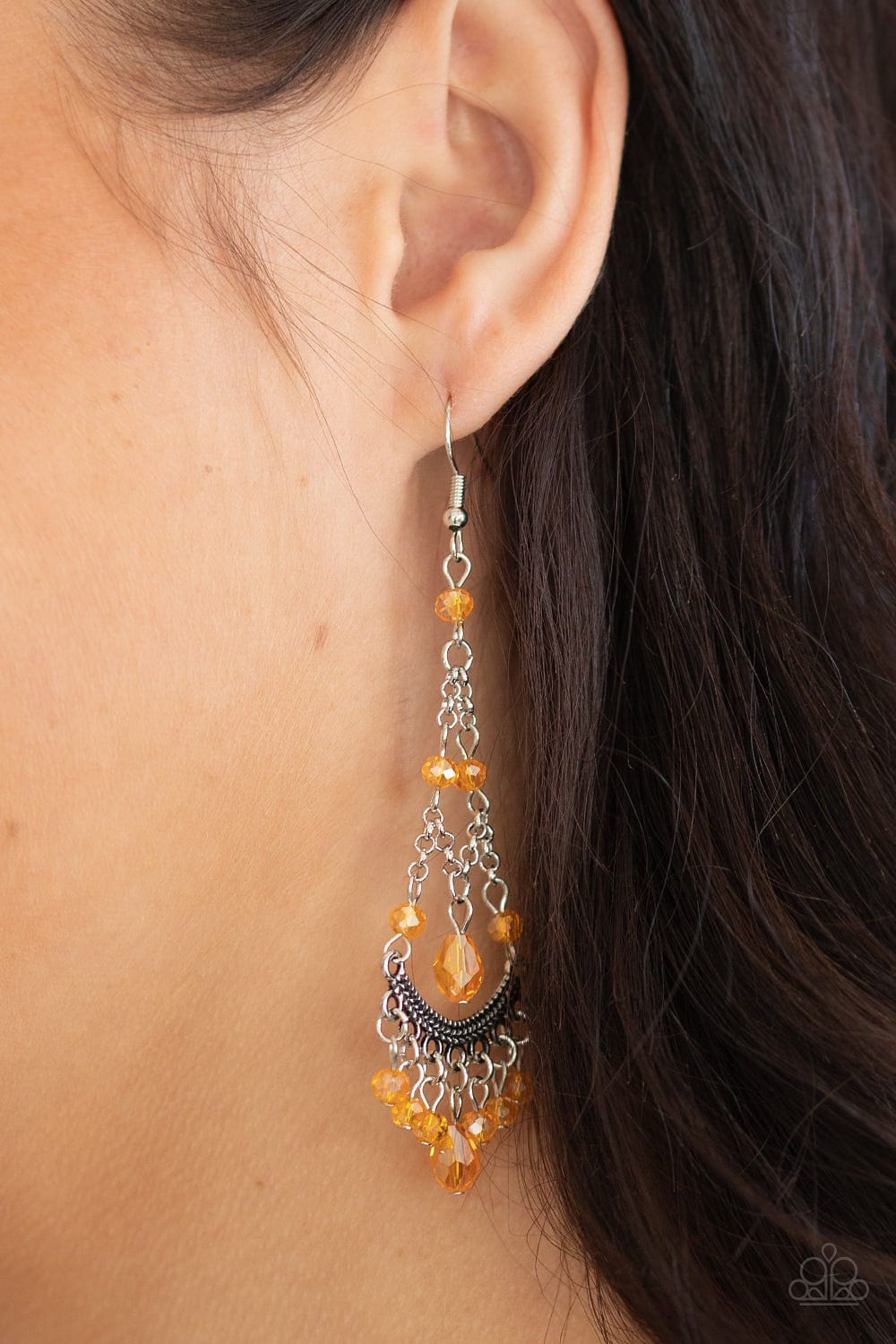 Paparazzi Accessories Earrings First In SHINE - Orange