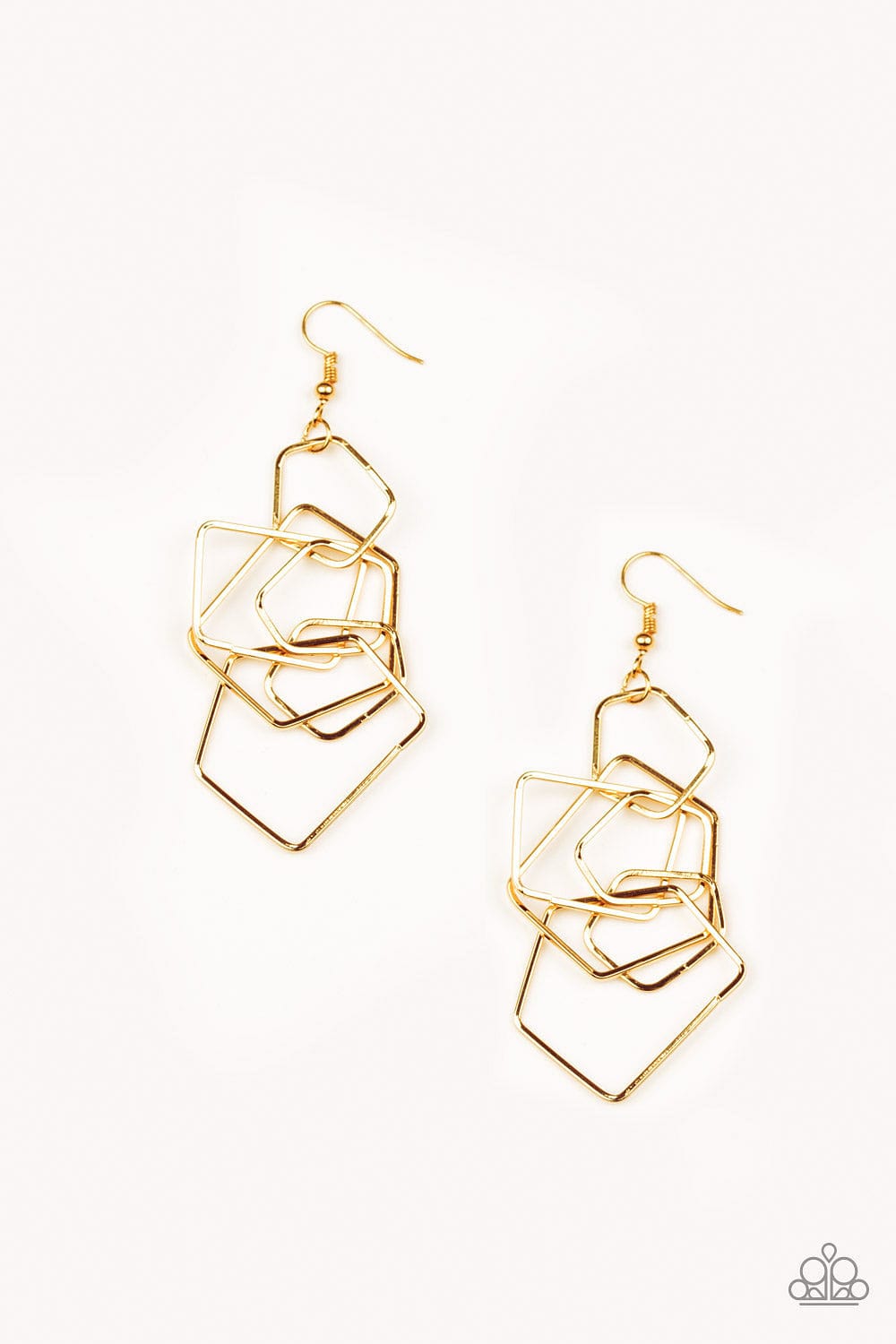Paparazzi Accessories Earrings Five-Sided Fabulous - Gold