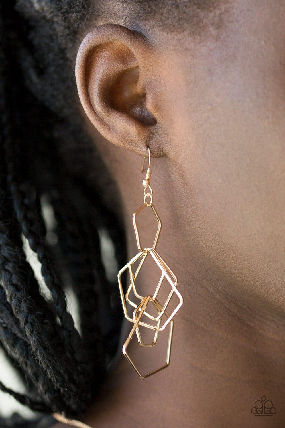 Paparazzi Accessories Earrings Five-Sided Fabulous - Gold