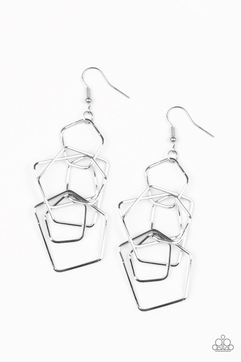 Paparazzi Accessories Earrings Five-Sided Fabulous - Silver