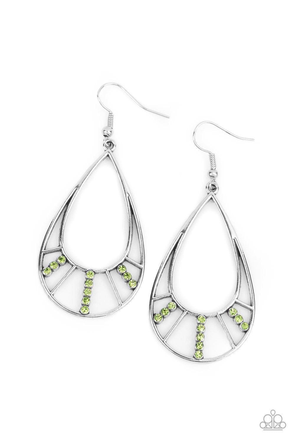 Paparazzi Accessories Earrings Line Crossing Sparkle - Green