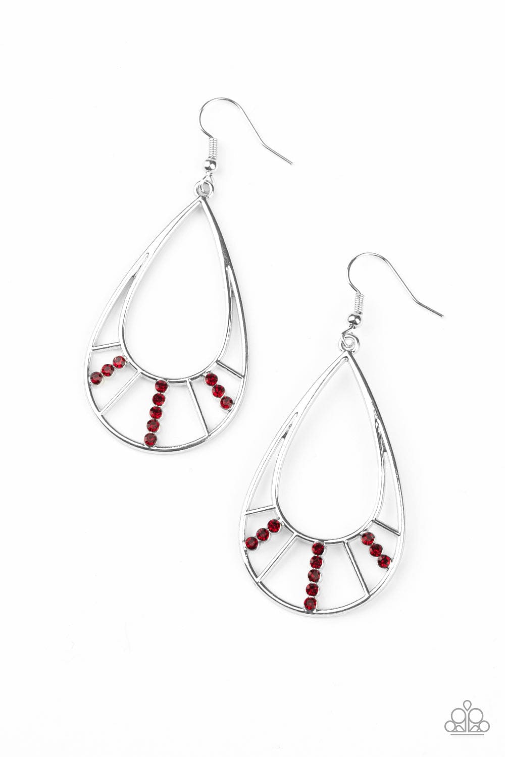 Paparazzi Accessories Earrings Line Crossing Sparkle - Red