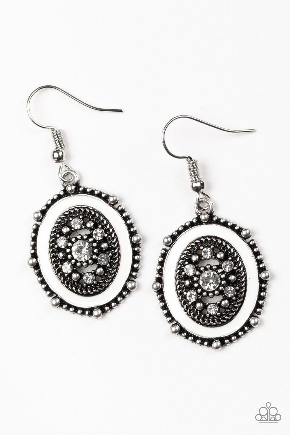 Paparazzi Accessories Earrings Picture of WEALTH - White