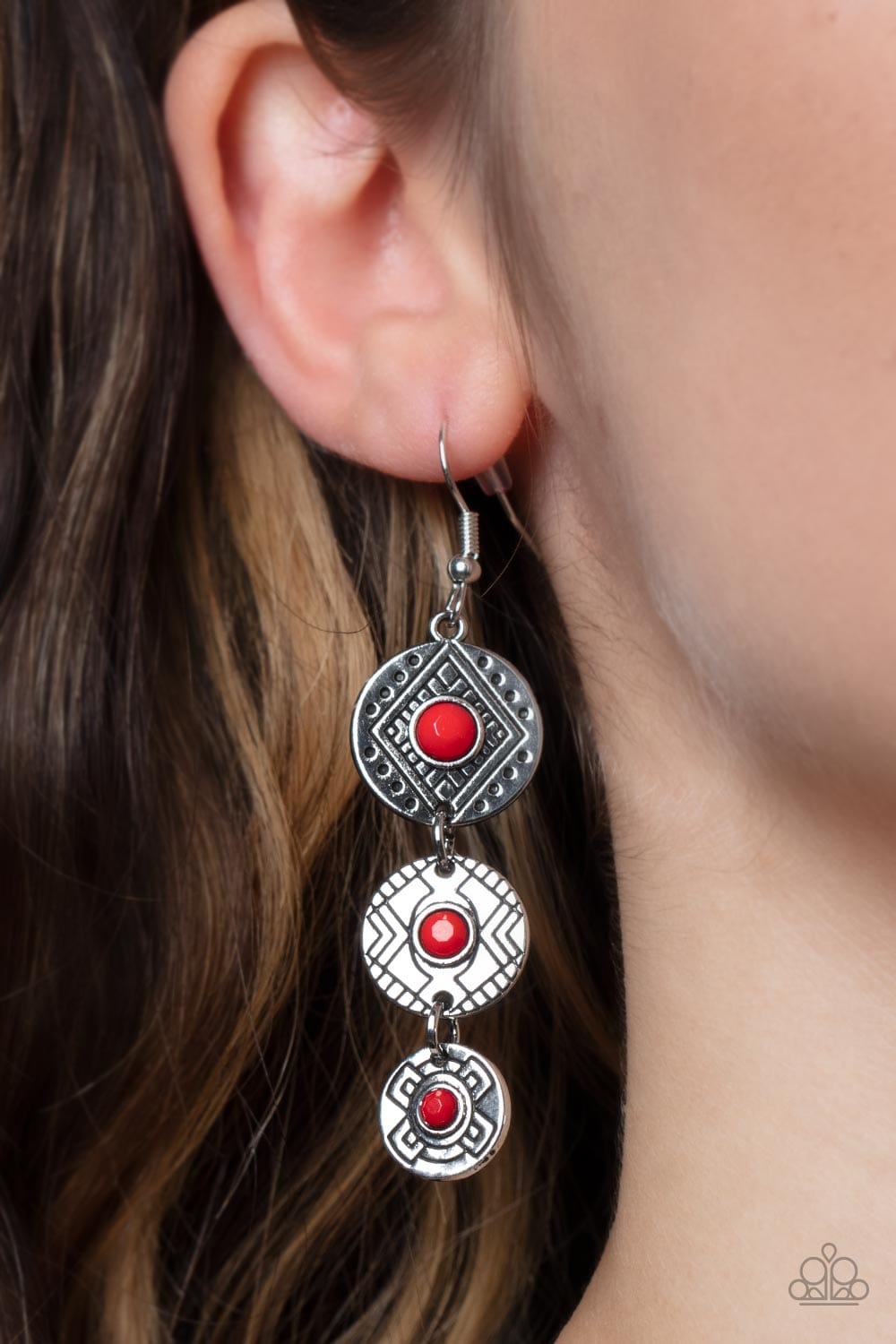 Paparazzi Accessories Earrings Totem Temptress - Red