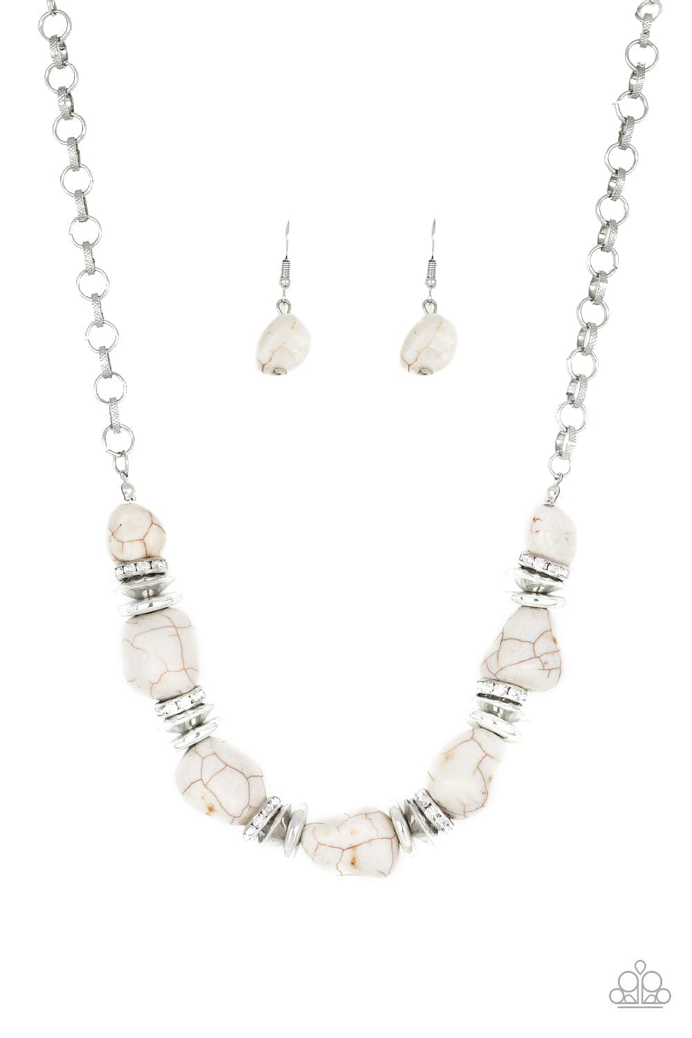 Paparazzi Accessories Necklace Stunningly Stone Age - White