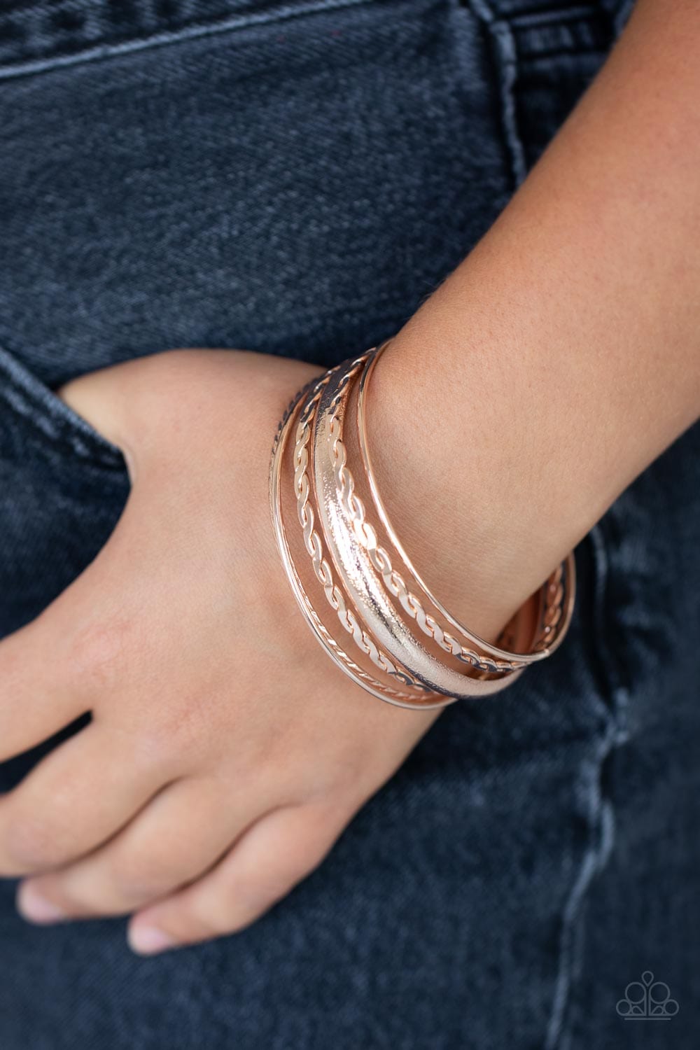 Paparazzi Accessories Bracelet Trophy Texture - Rose Gold