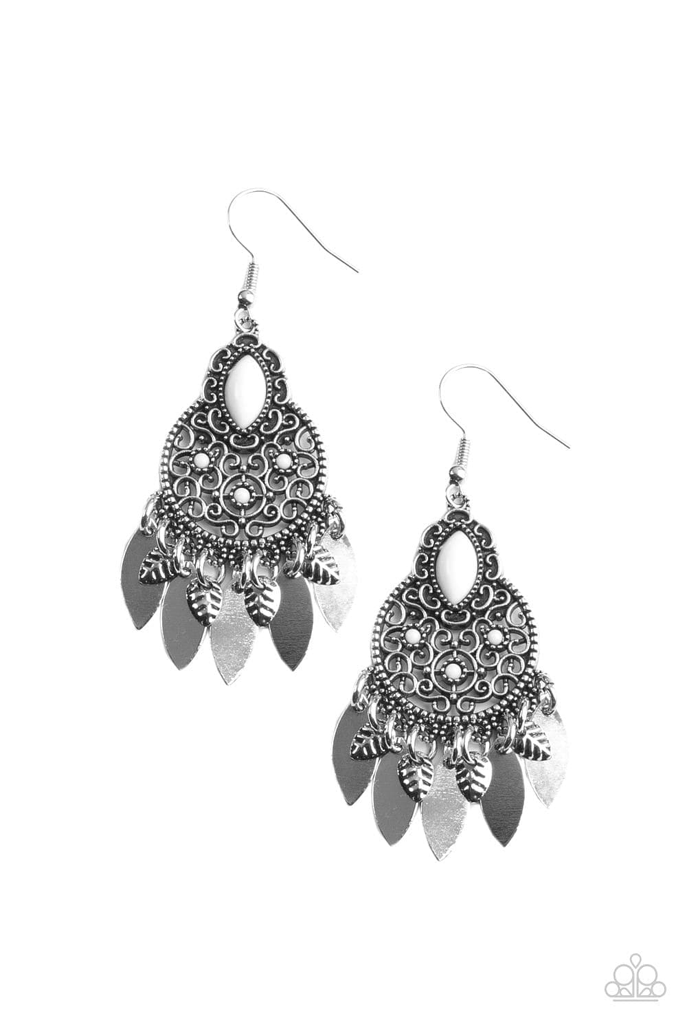 Paparazzi Accessories Earring Galapagos Glamping - White