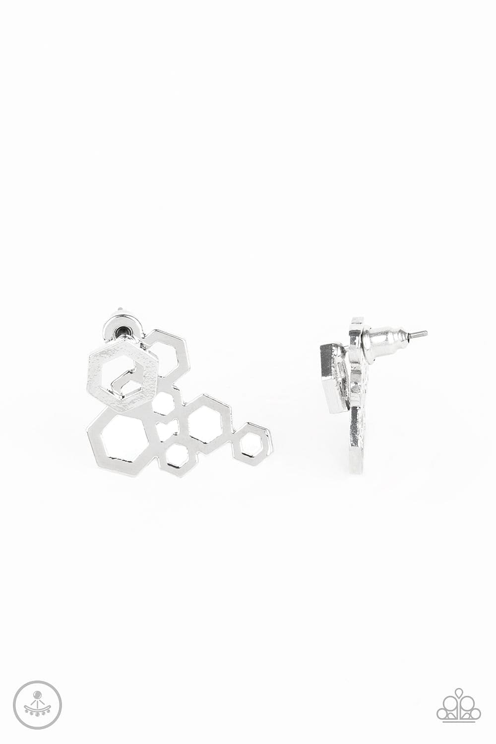 Paparazzi Accessories Earring Six-Sided Shimmer - Silver