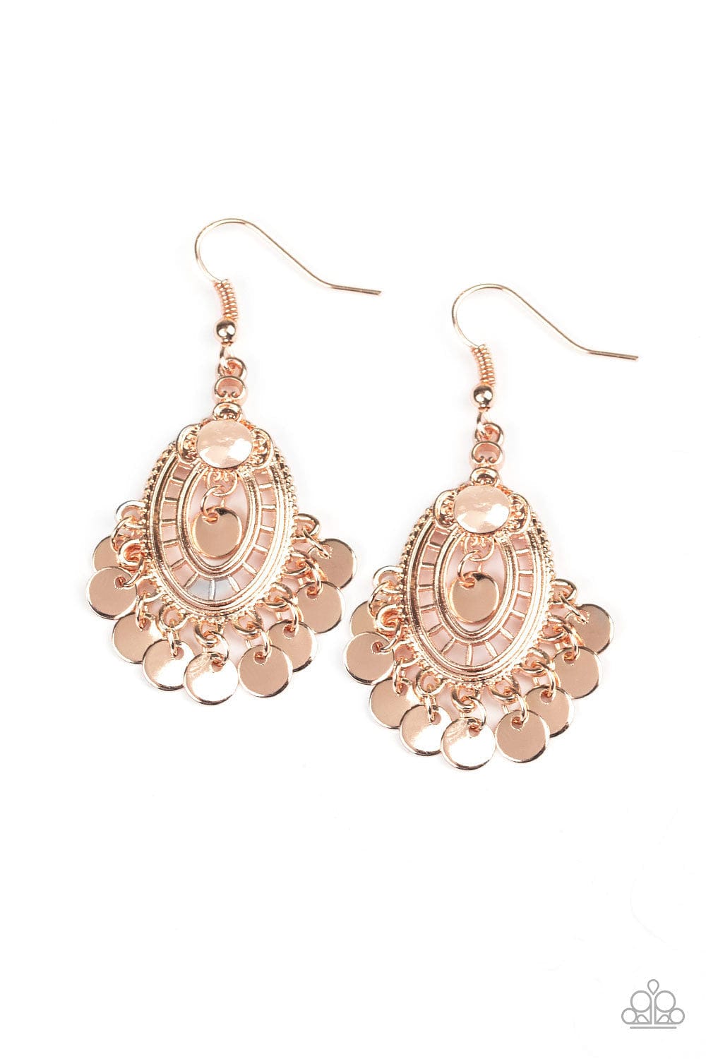 Paparazzi Accessories Earrings Chime Chic - Rose Gold