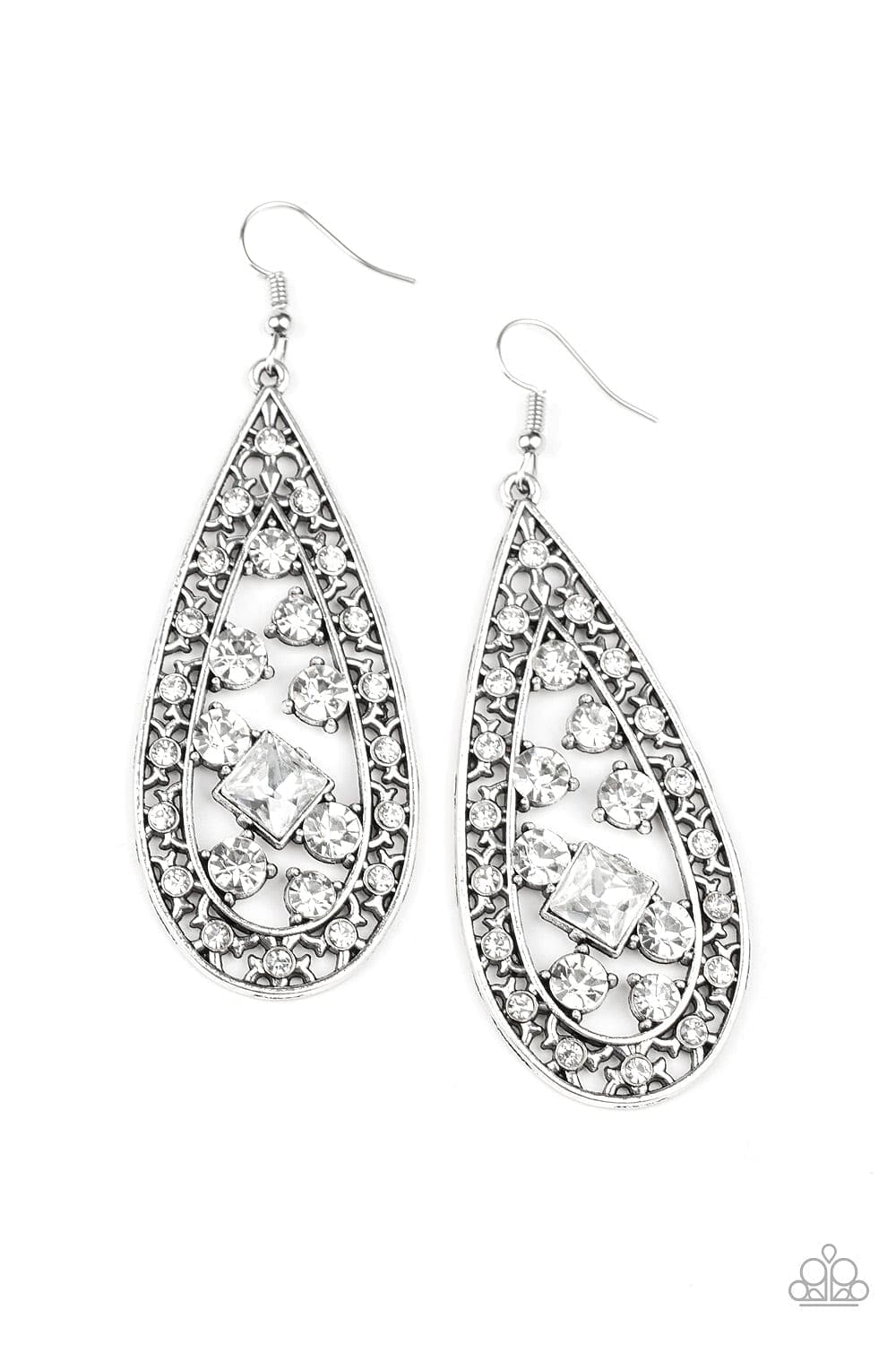 Paparazzi Accessories Earrings Drop-Dead Dazzle - White