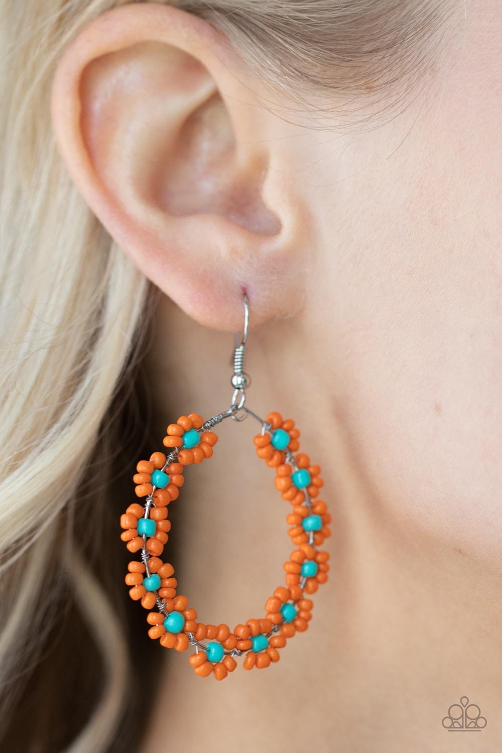 Paparazzi Accessories Earrings Festively Flower Child - Orange