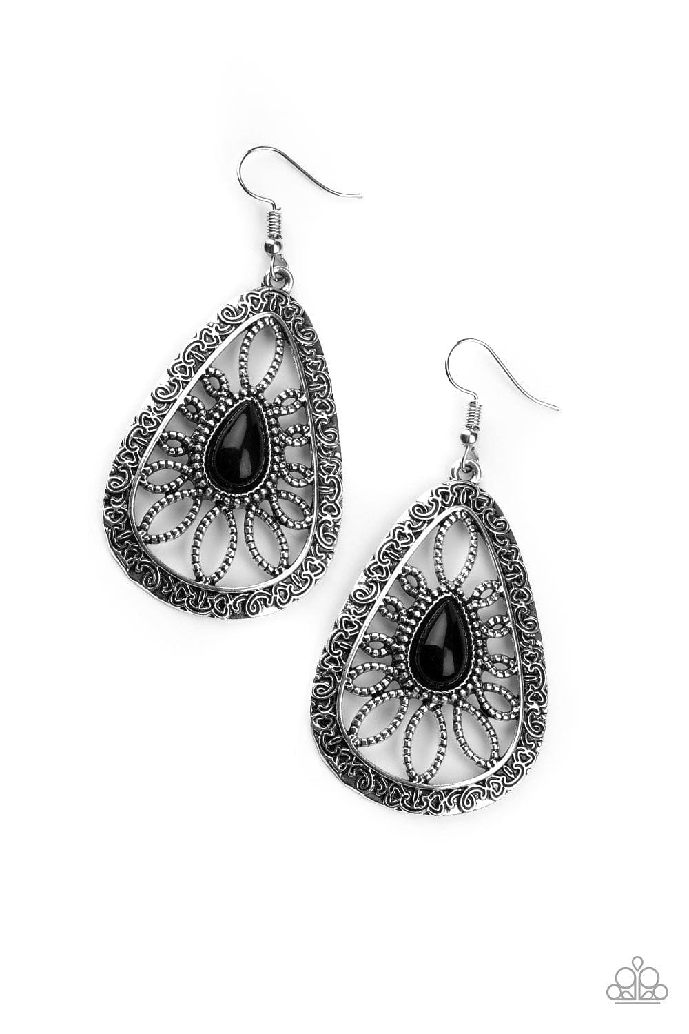 Paparazzi Accessories Earrings Floral Frill - Black