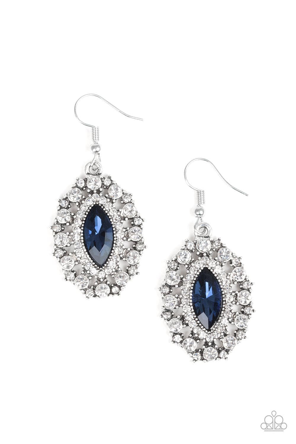 Paparazzi Accessories Earrings Long May She Reign - Blue