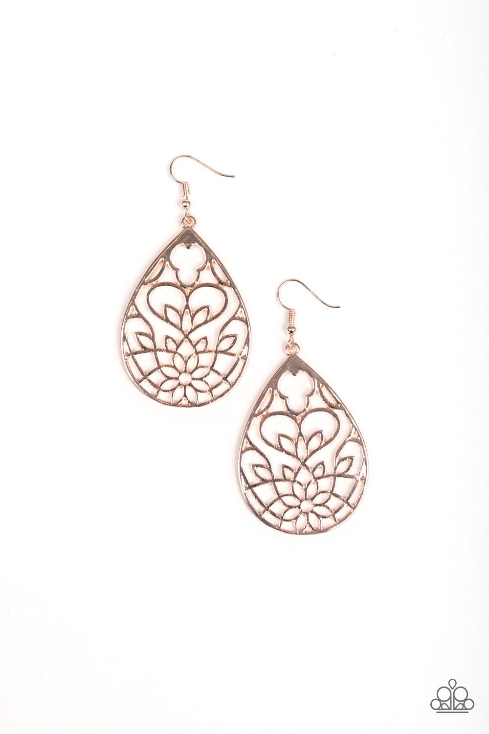 Paparazzi Accessories Earrings Lovely Lotus - Rose Gold