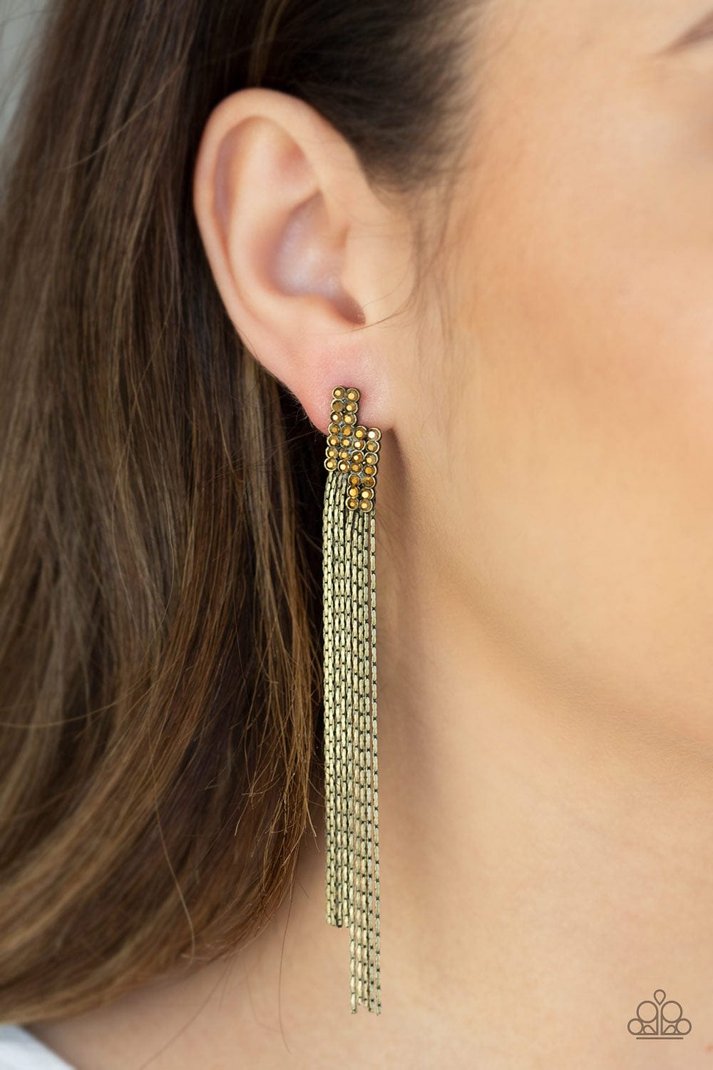Paparazzi Accessories Earrings Radio Waves - Brass