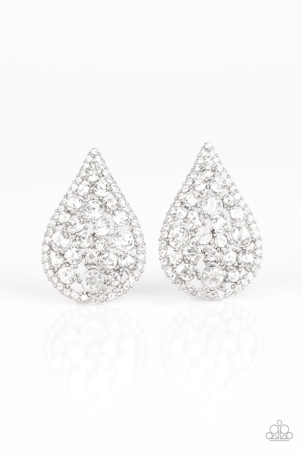Paparazzi Accessories Earrings REIGN-Storm - White