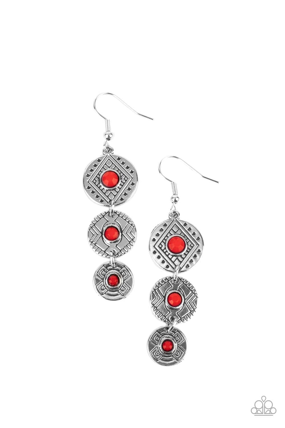 Paparazzi Accessories Earrings Totem Temptress - Red