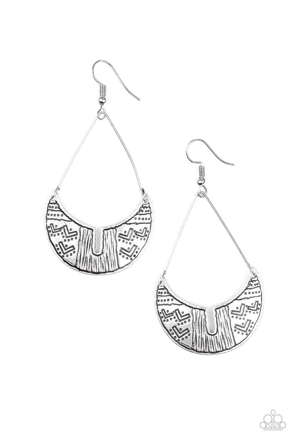 Paparazzi Accessories Earrings Trading Post Trending - Silver