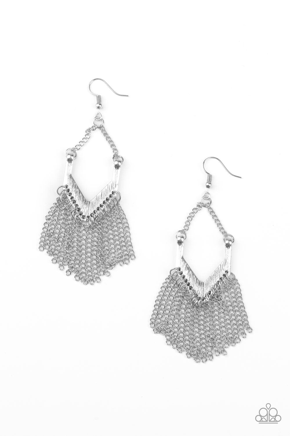 Paparazzi Accessories Earrings Unchained Fashion - Silver