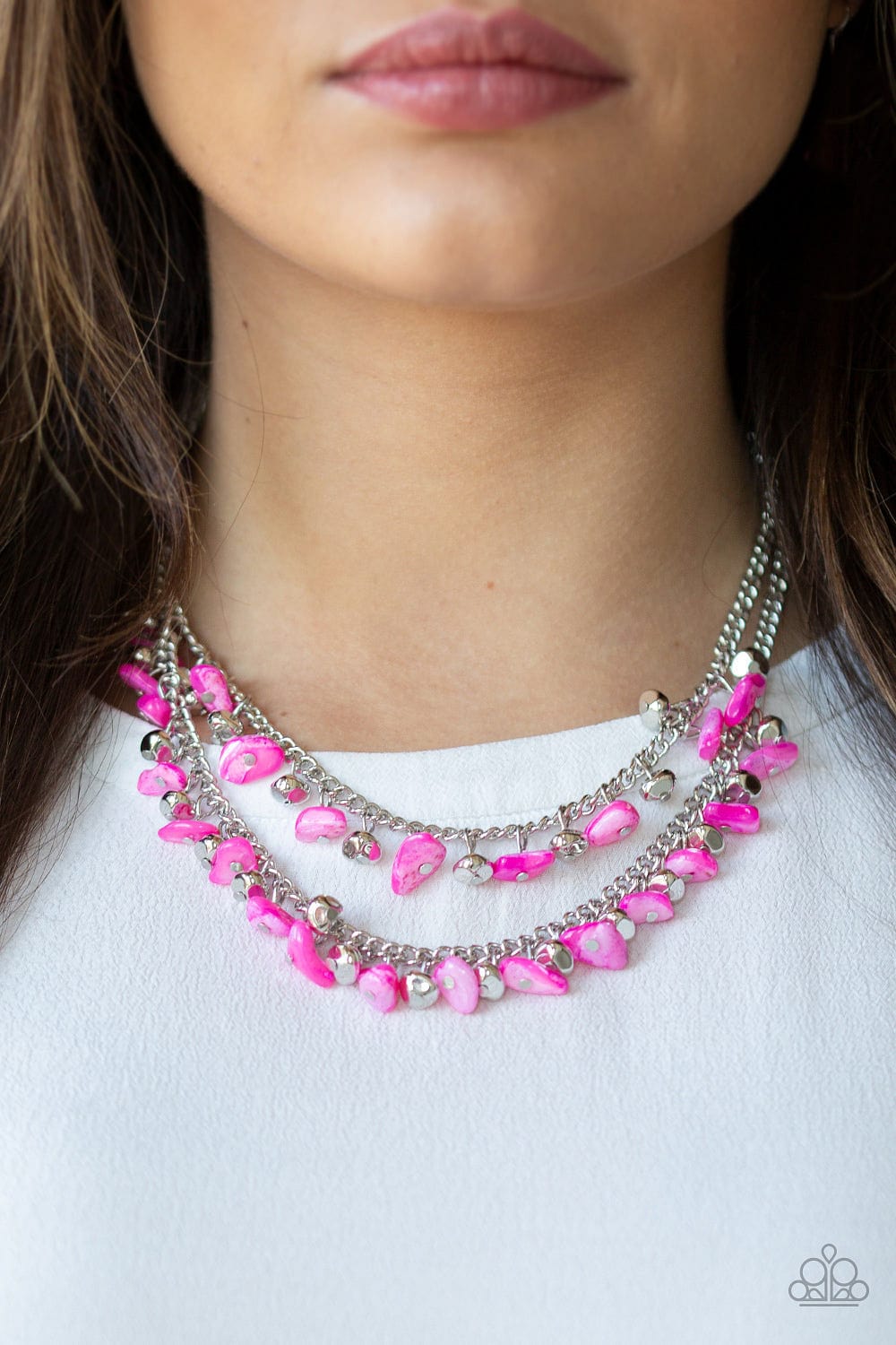 Paparazzi Accessories Necklace Pebble Pioneer - Pink