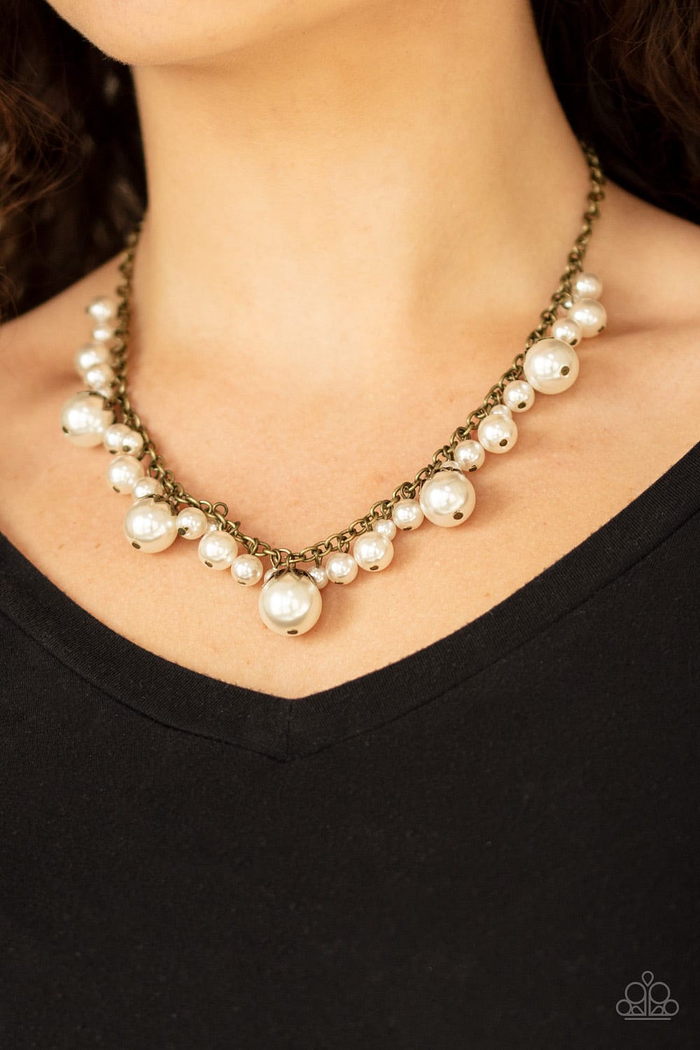 Paparazzi Accessories Necklace Uptown Pearls - Brass