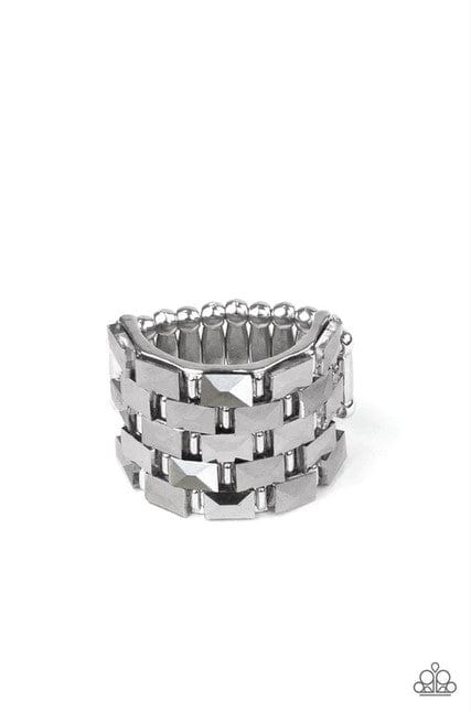 Paparazzi Accessories Ring Checkered Couture - Silver